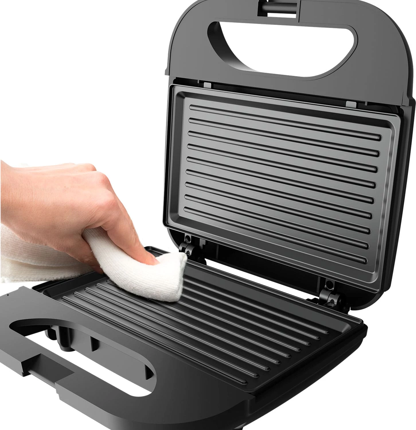 Toster sanduiçesh Black&Decker BXSA752E 750W, veshje jo-ngjitëse, inox/zezë
