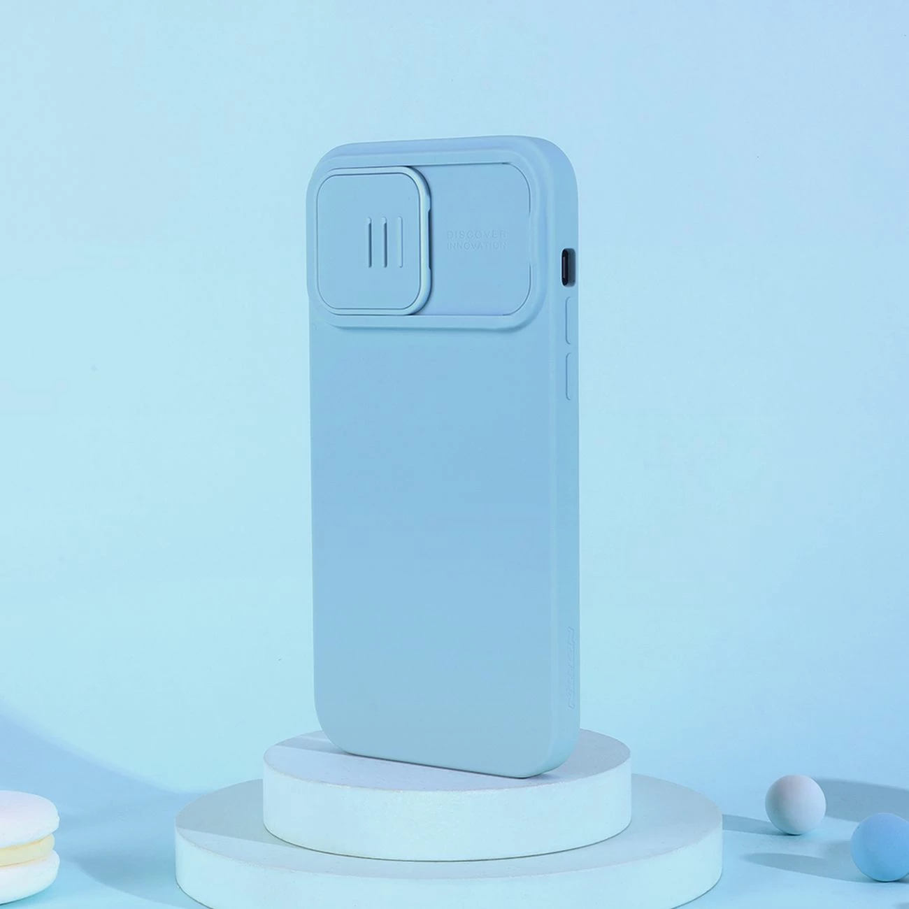 Mbështjellës Nillkin CamShield Silky Silicone për iPhone 14 Pro Max, Silikon, Kaltër