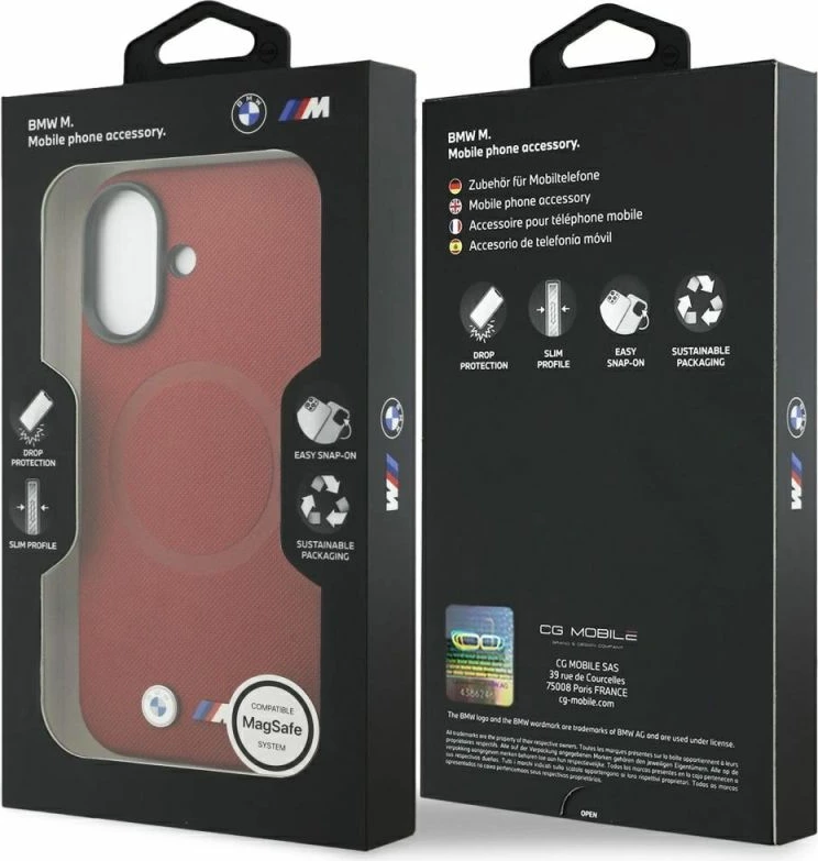 Kapak telefoni BMW M FW Metal Logo MagSafe për iPhone 17, i kuq