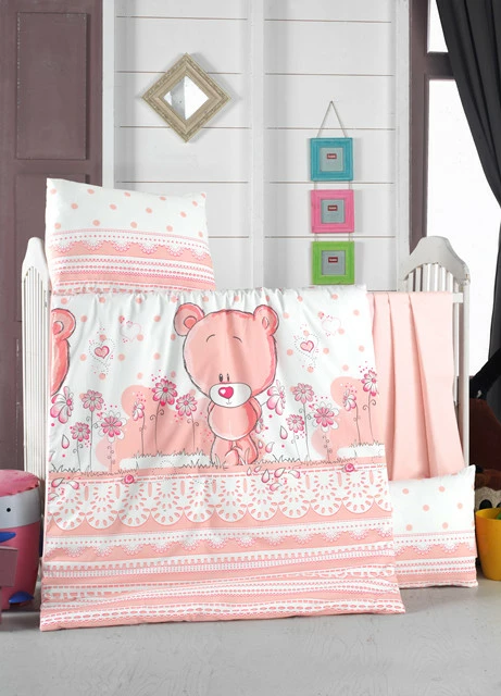 Set mbulesash për quilt për bebe, ngjyrë rozë dhe e bardhë, L'essentiel