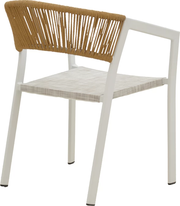 Karrige alumini Glisten e grumbullueshme, kornizë e bardhë-tekstilen ratan natyral 58x56x82cm