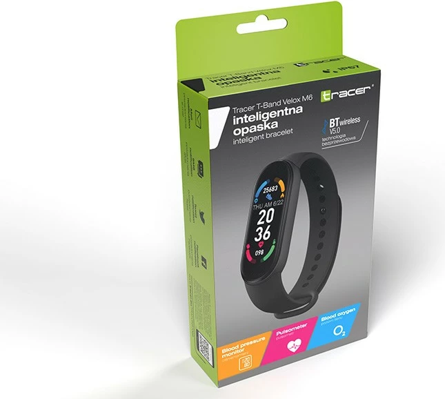 Smartband Tracer T-Band VELOX M6, Bluetooth, Ekran LCD, IP67, i zi