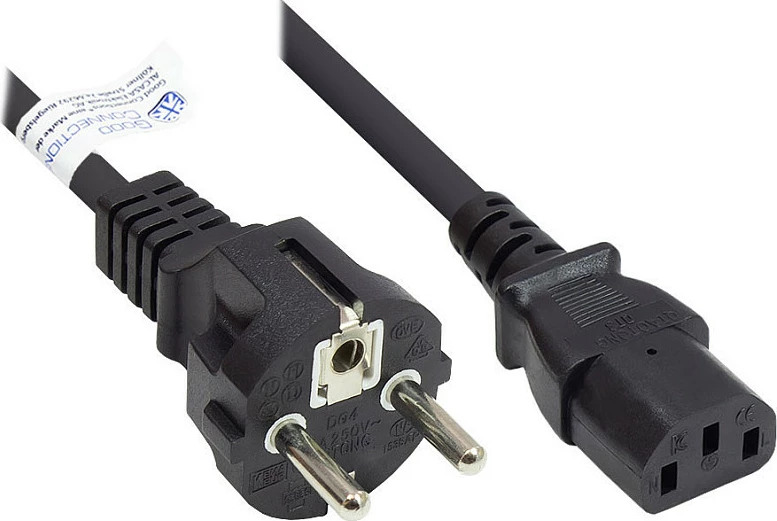 Kabllo rryme GoodConnections Alcasa P0030-S015, 1.5 m, Schuko Type E+F në IEC C13, 10A/250V, e zezë