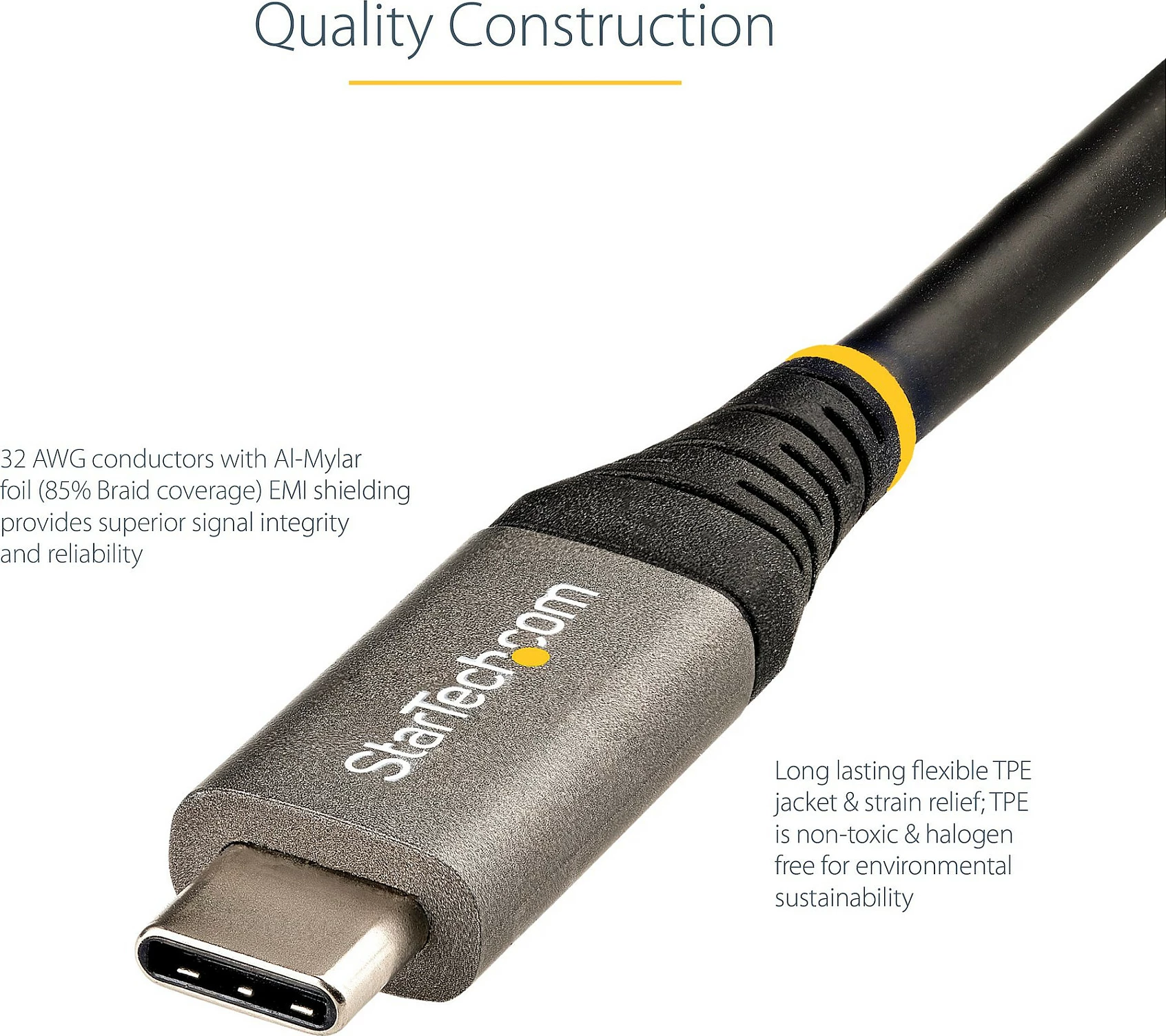 Kabll USB-C StarTech USB31CCV1M, 1 m, 10Gbps, PD 100W (5A), DP Alt Mode, zi/gri