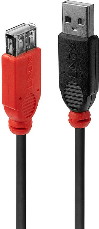 Kabllo zgjatimi aktive USB 2.0 LINDY Slim 5m, USB-A mashkull në USB-A femër, 480 Mbit/s, e zezë
