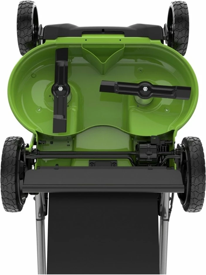 Kositëse bari me bateri Greenworks GD60LM61KX4 60V, 61 cm, dy tehë, vetëlëvizëse, 3-në-1, qese 65 L, LED, jeshile/zezë, set (pa bateri)