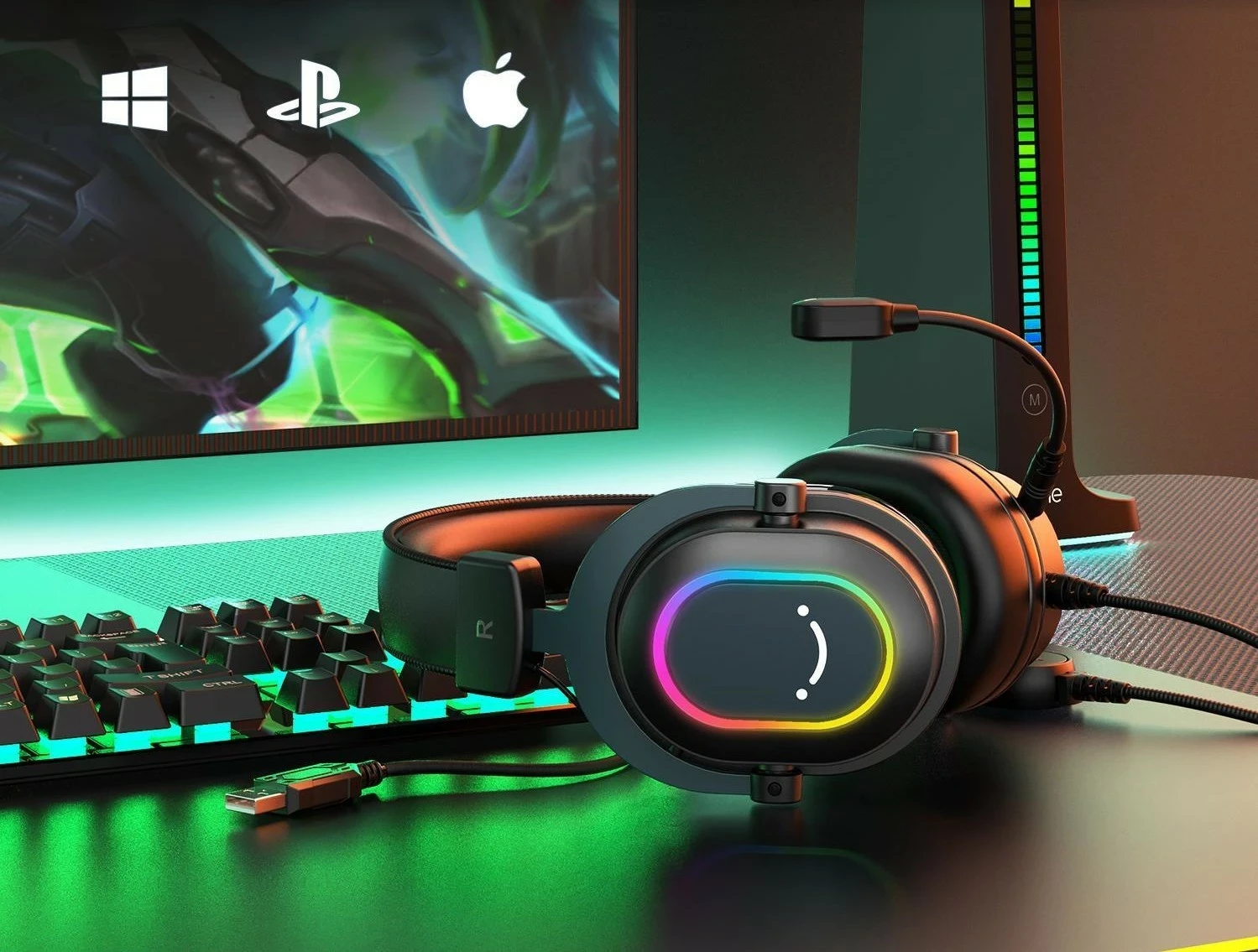 Kufje FIFINE H6 AmpliGame, 7.1 Surround, RGB, me mikrofon, USB/3.5mm, të zeza