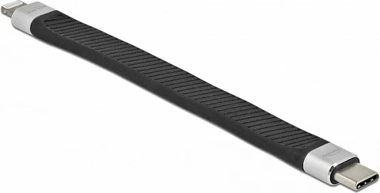 Kabëll DeLOCK USB-C në Lightning FPC 13 cm, 3A, i zi/argjendtë