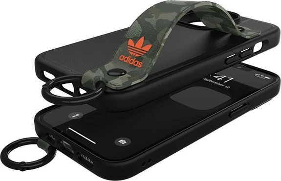 Mbështjellës Adidas OR Hand Strap Case për iPhone 13/13 Pro 6.1", e zezë-gjelbër
