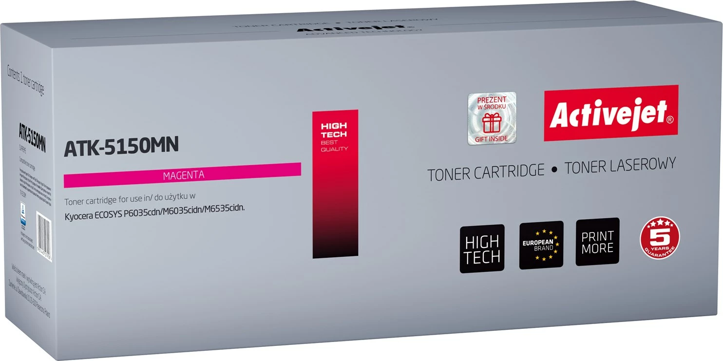 Toner zëvendësues Activejet ATK-5150YN për printerët Kyocera, 10000 faqe, rozë