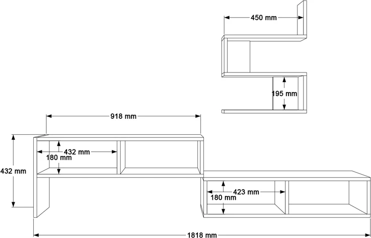 Set për dhomë dite Kakomo, ngjyrë e bardhë, 170x29.5x43cm