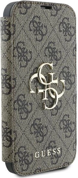 Mbështjellës Guess 4G Metal Logo për iPhone 16 Plus, kafe