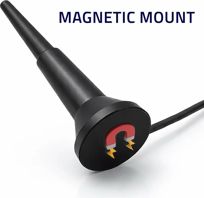Antena 4G LTE me bazë magnetike, Qoltec 57058, 5 dBi, 600-2700 MHz, SMA, kabllo 3 m, e brendshme, e gjithanshme, e zezë