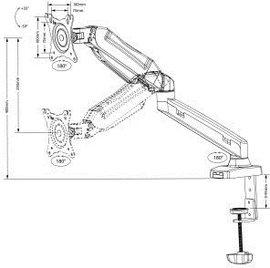 Mbajtës monitori Maclean MC-860, 27", i zi