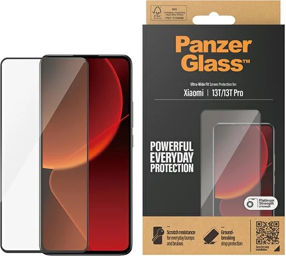 Xham mbrojtës PanzerGlass Ultra-Wide Fit për Xiaomi 13T/13T Pro, kornizë e zezë