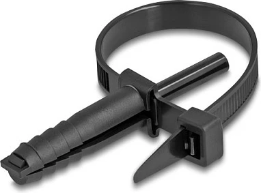 Kabelbinder DeLOCK 150 x 7 mm me dübel, 100 copë, i zi