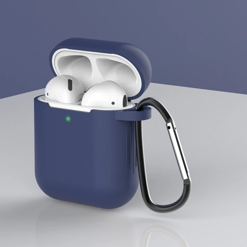Mbështjellës Hurtel për AirPods 1/2 me karabiner, silikon, Blu