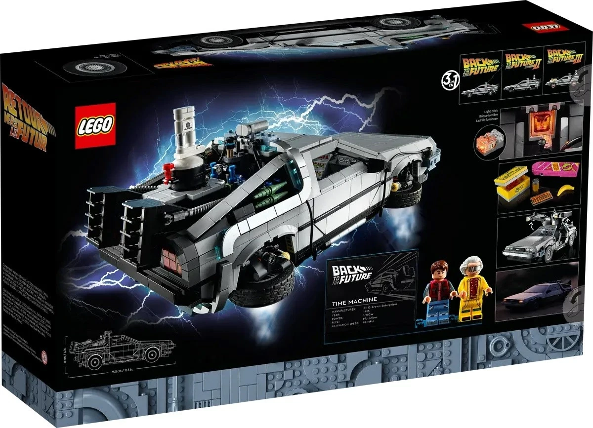 Set LEGO ICONS 10300 makinë kohe Back to the Future, 1872 pjesë, për të rritur, Gri