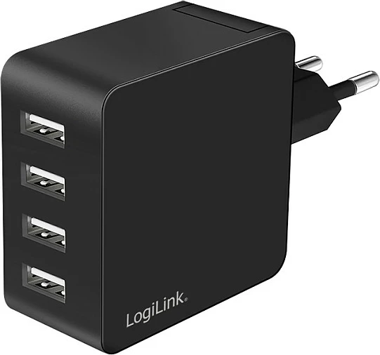 Karikues USB-A LogiLink 24 W, 4 porte, i zi