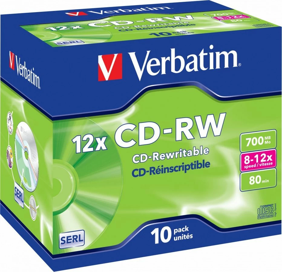 Disk CD-RW Verbatim 43148 700 MB 12x, paketim 10 copë