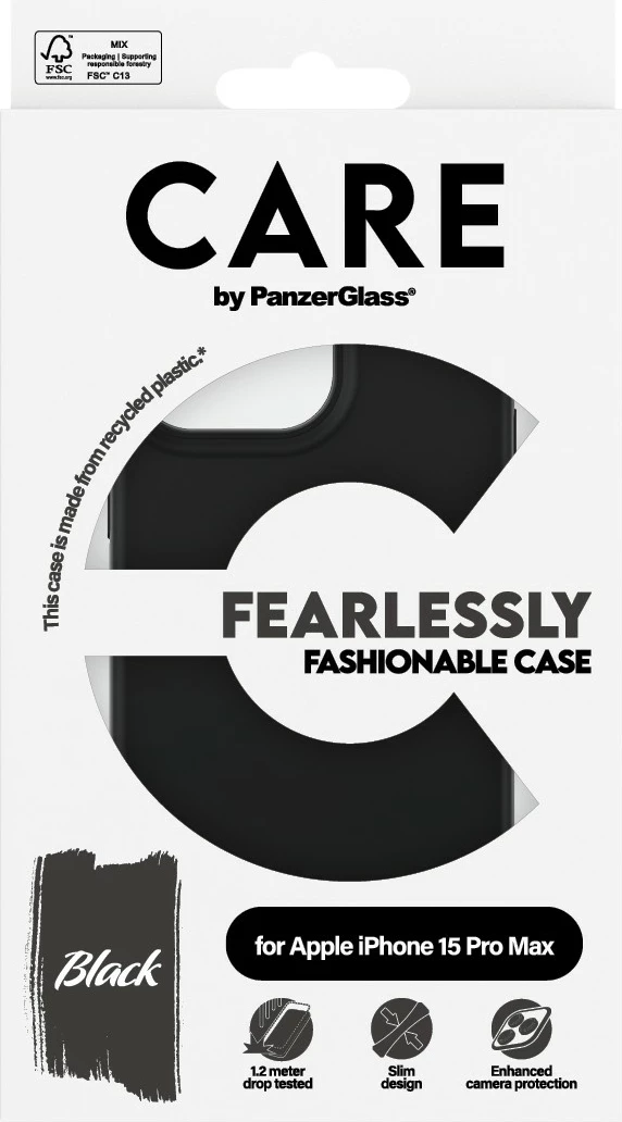 Mbështjellës PanzerGlass CARE Case, iPhone 15 Pro Max, i zi