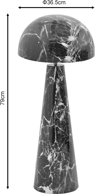 Llambë dyshemeje Flozer, mermer i zi, metal, D36.5x79cm