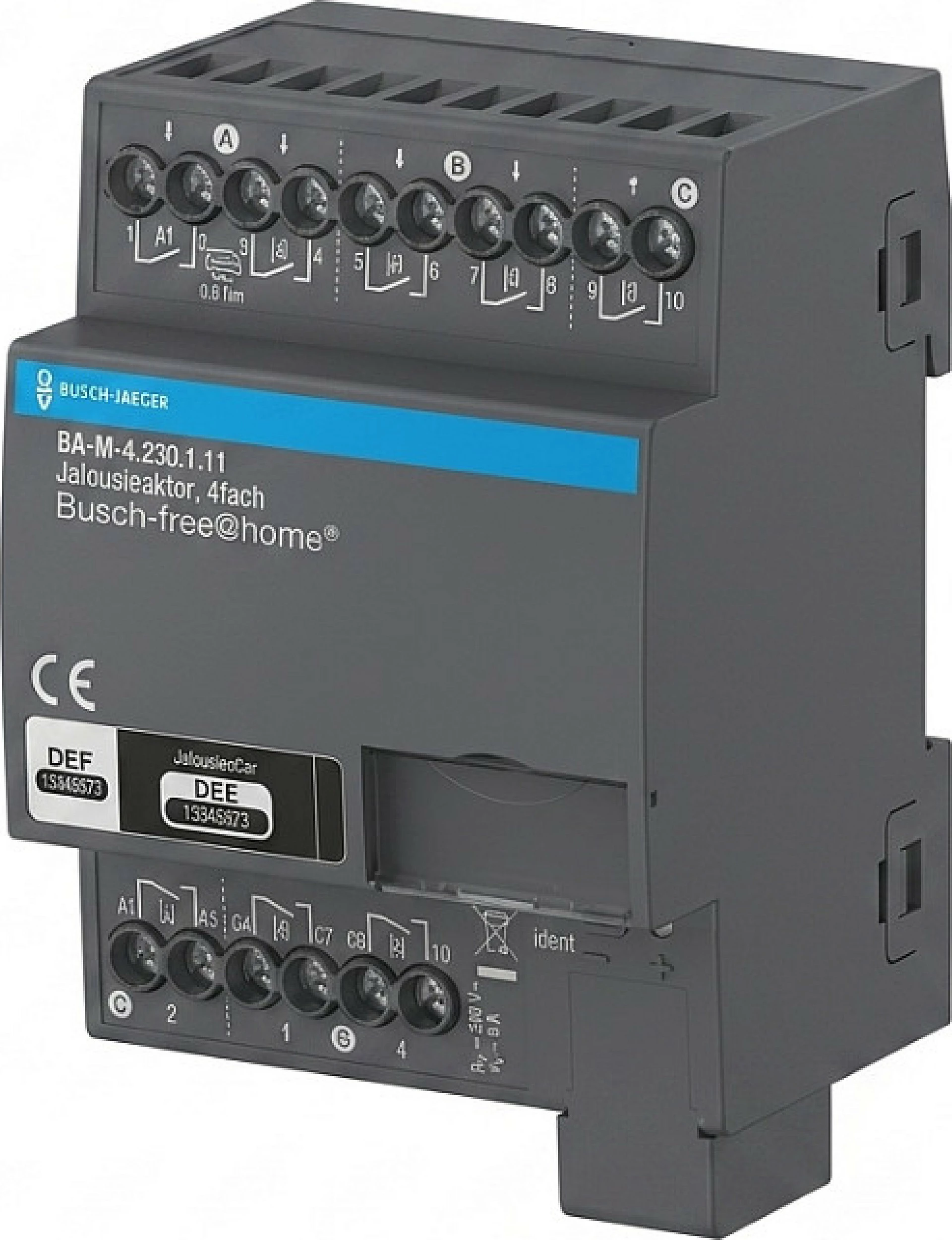 Aktuator për roleta BUSCH-JAEGER BA-M-4.230.1.11, 4-kanal, 230 V, DIN/REG