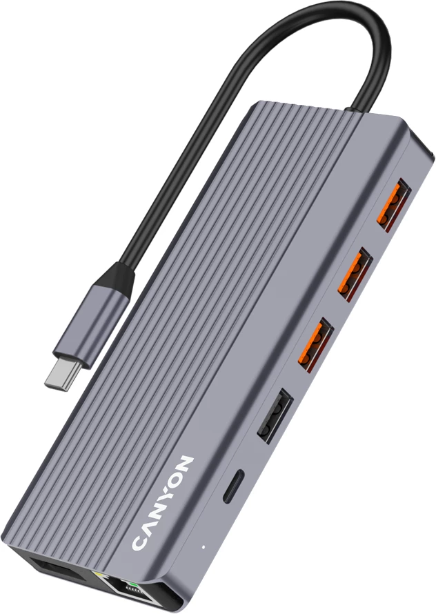 Hub USB-C CANYON DS-16 13n1 4K me Power Delivery, gri