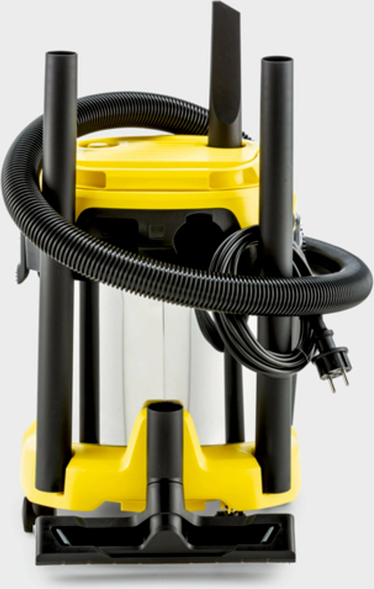 Fshesë me korrent industriale Karcher WD 2 Plus S V-15/4/18/C, 1000 W, depo 15 L, thithje e thatë/lagësht, e verdhë/argjend, set me aksesorë