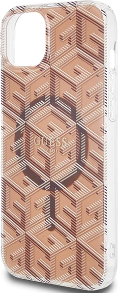 Mbështjellës Guess IML GCube MagSafe për iPhone 15 Plus / 14 Plus, Kafe