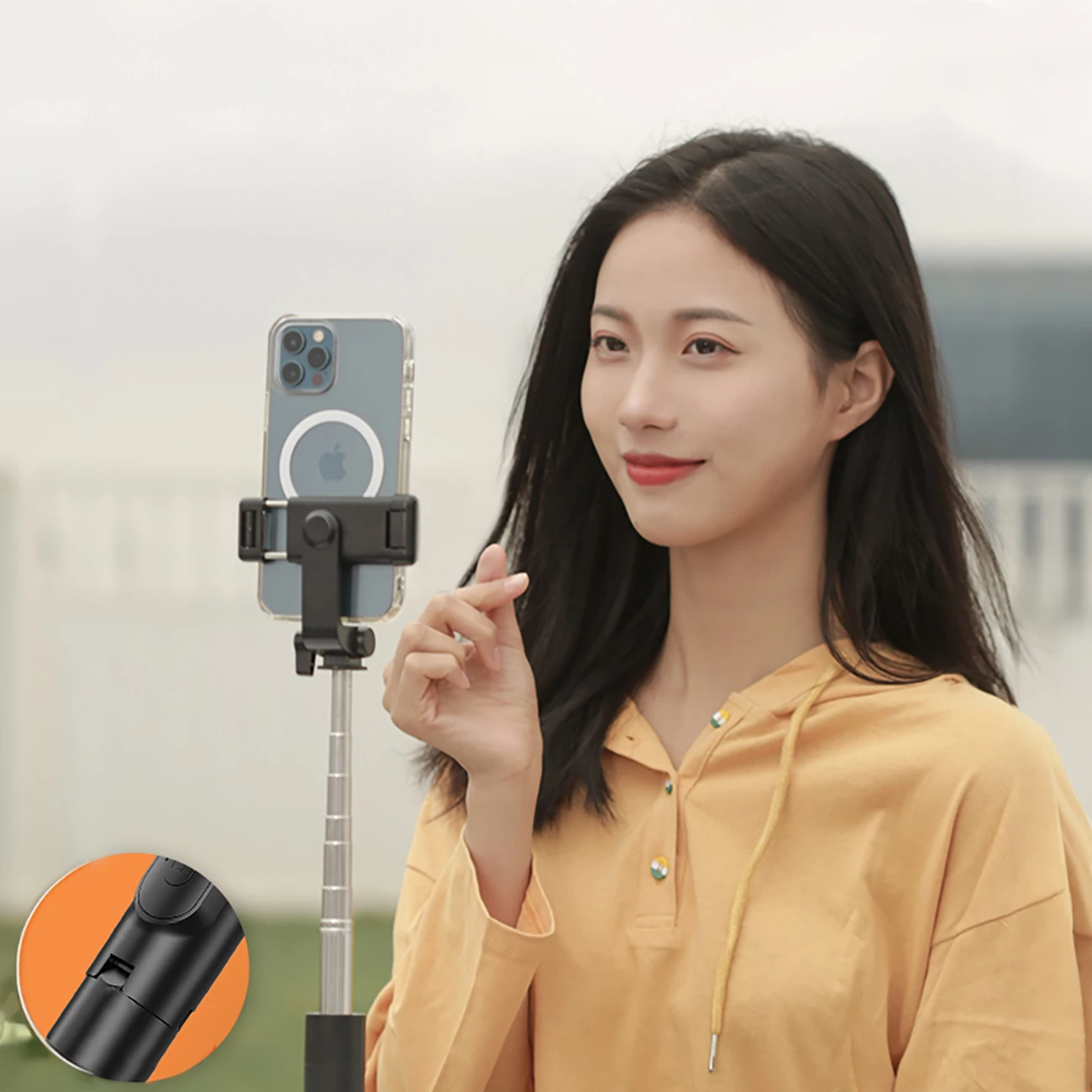 Selfie stick Wozinsky WHS1Y me tripod, 1m, me mbajtës telefoni, e zezë