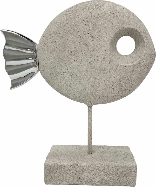 Dekor peshk CERNIA, polirezine, bezhë-kafe, 27.8x9.8x33.6 cm