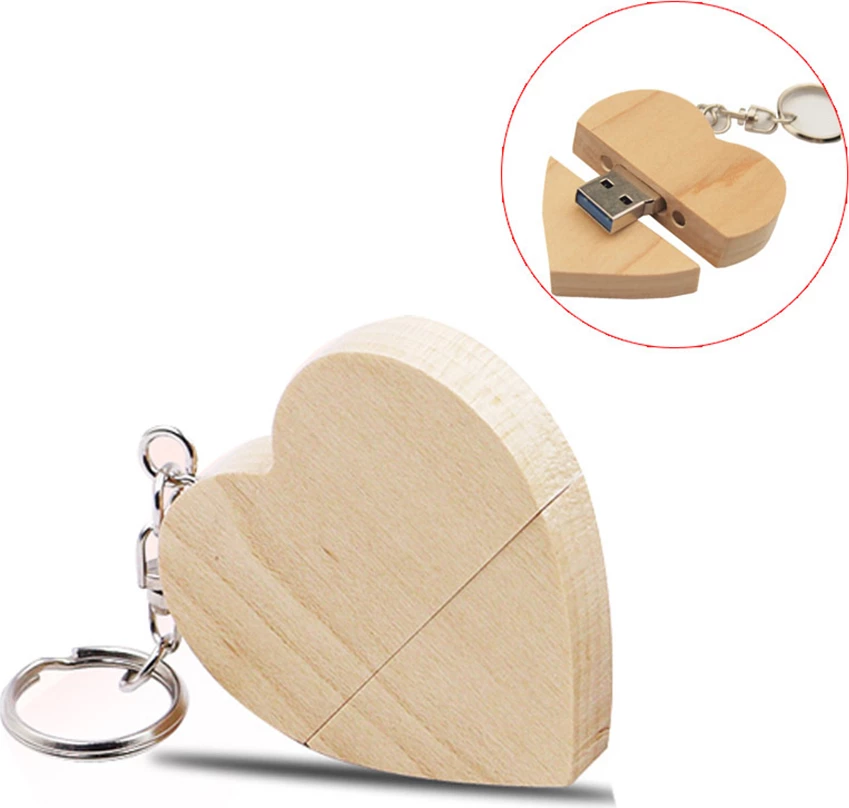 USB Flash Drive 16GB prej Druri në Formë Zemre për Dhuratë