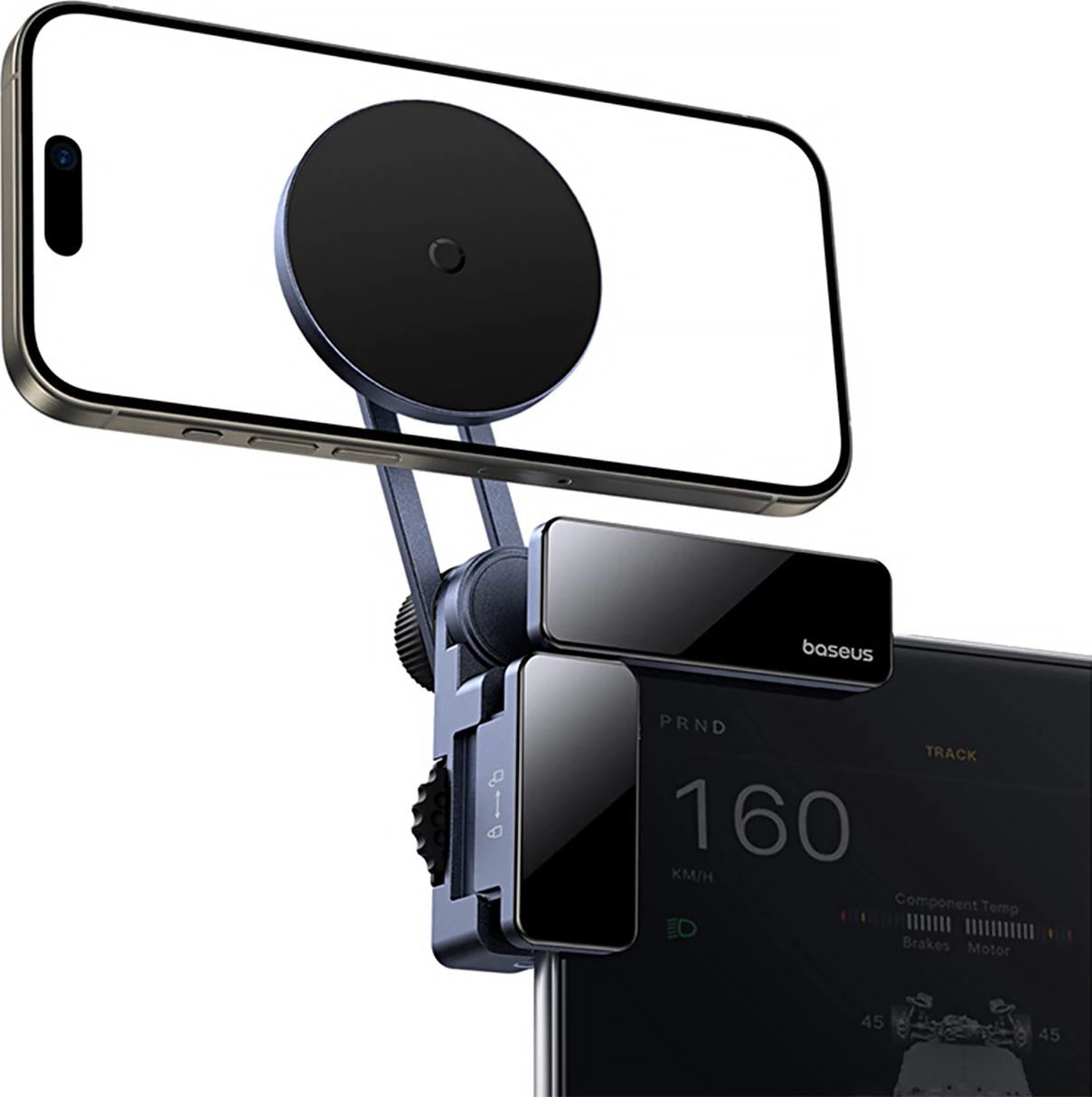 Mbajtës magnetik për celular Baseus MaxView, për ekran makine, MagSafe, Gri