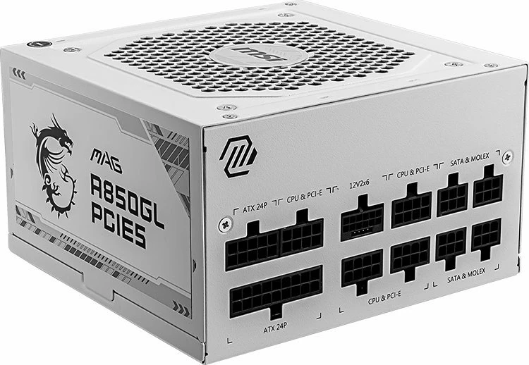 Furnizues rryme MSI MAG A850GL PCIE5 (306-7ZP8A24-CE0) 850W, 80 Plus Gold, ATX 3.1, Full Modular, i bardhë