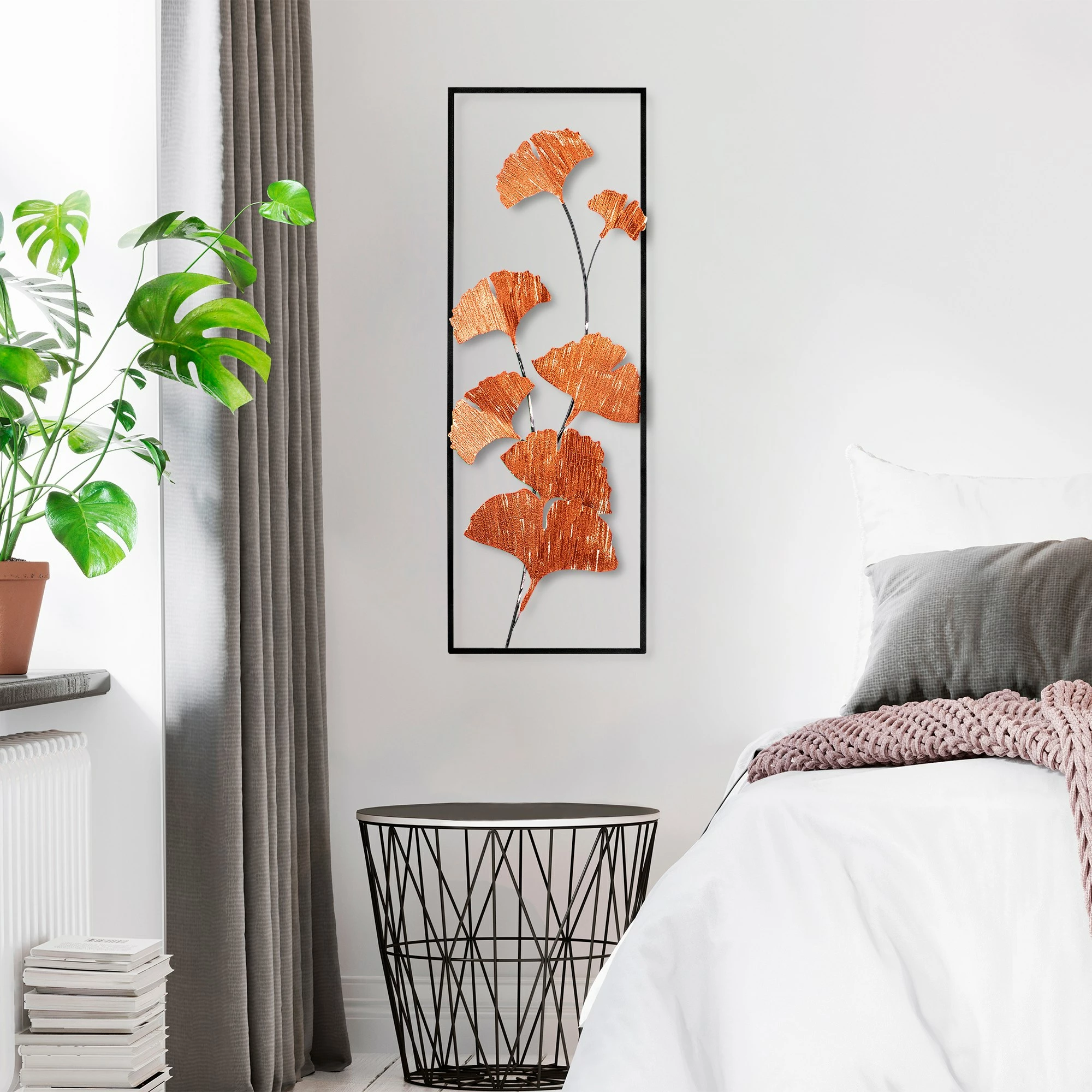 Aksesor dekorativ metalik për mur Wallity, Raspberry 3, shumëngjyrësh, 32x90x4 cm