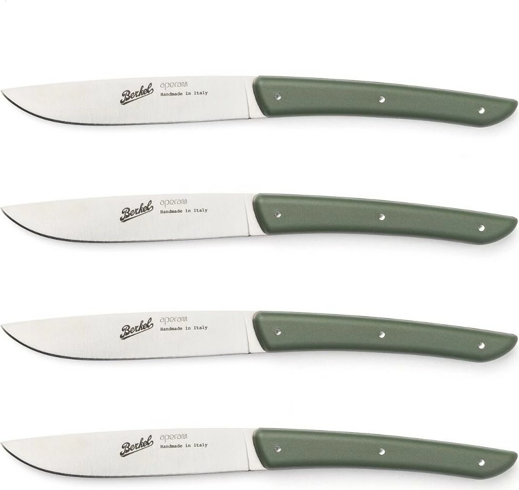 Thikë bifteku Berkel KCO4SW11SROBL, 11 cm, 4 copë, Inoks, Dorezë e gjelbër