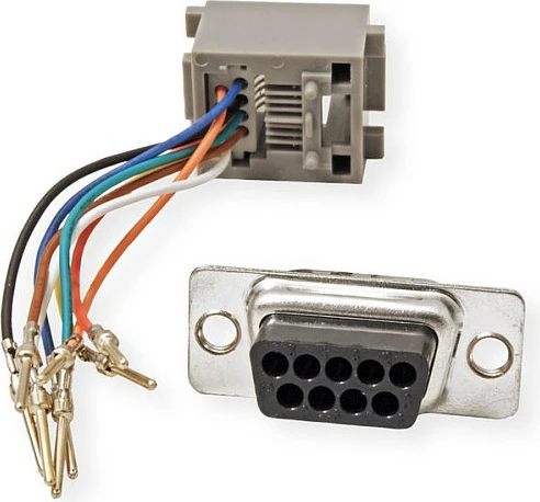 Adapter ROLINE 12.03.7524, DB9 mashkull në RJ-45 femër, argjend