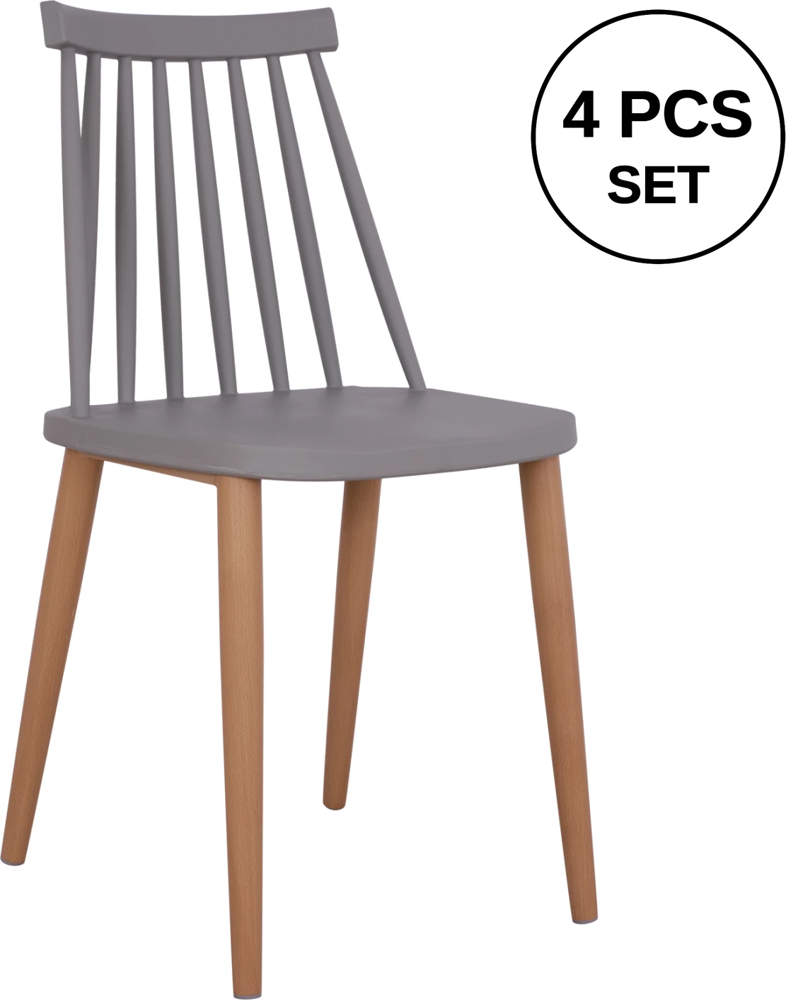 Karrige për ngrënie, FH8052.10 Vanessa, gri me këmbë metalike, 43x46,5x82cm, set prej 4 copash