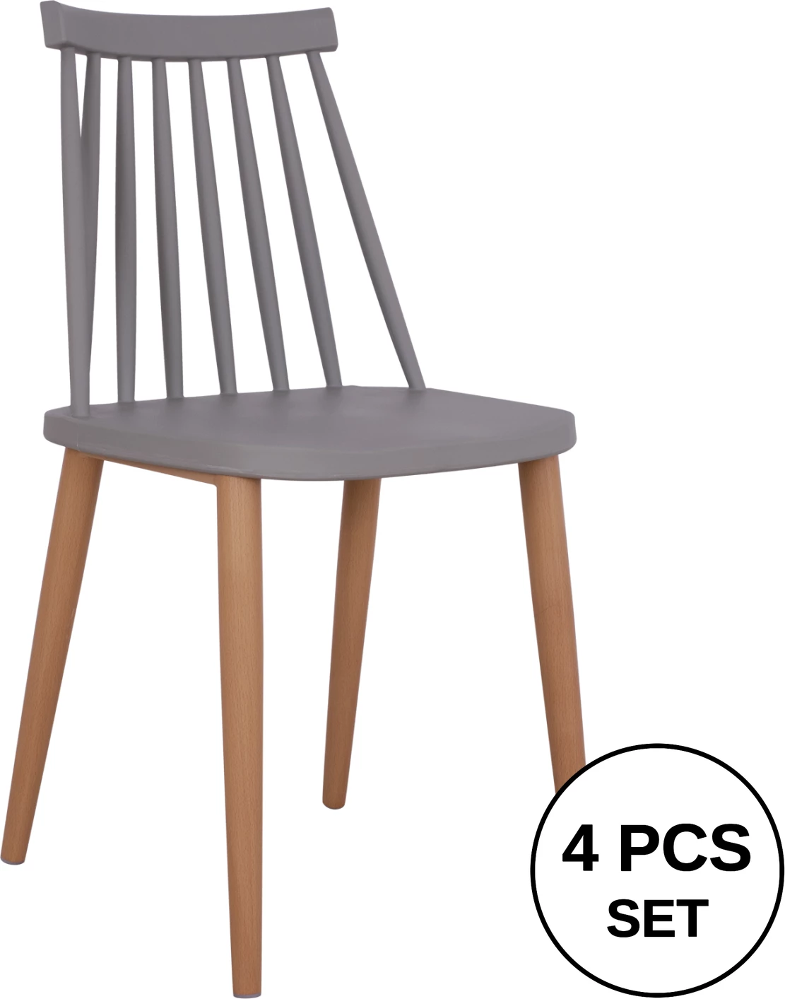 Karrige për ngrënie, FH8052.10 Vanessa, gri me këmbë metalike, 43x46,5x82cm, set prej 4 copash