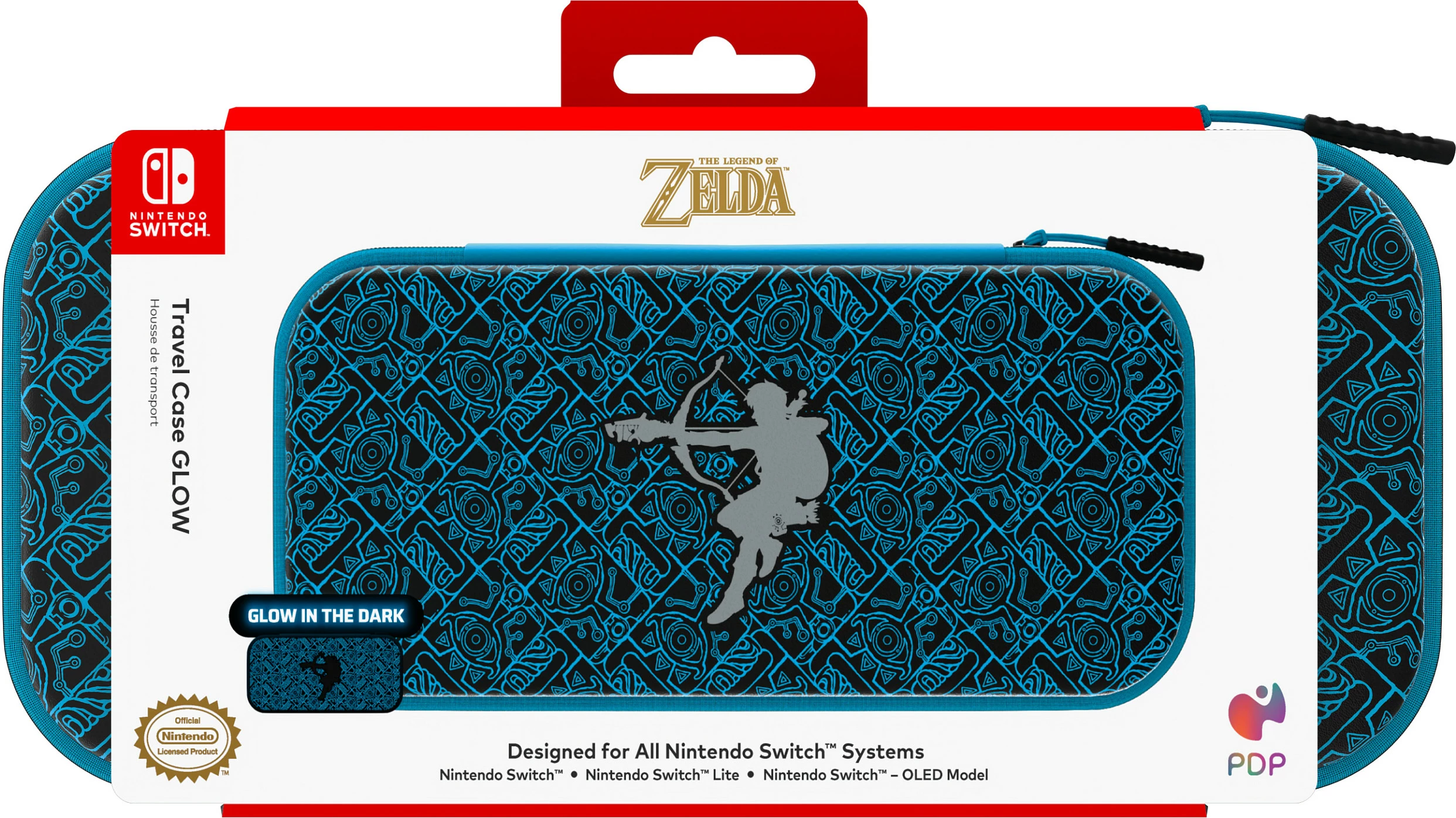 Çantë udhëtimi PDP SheikahShoot për Nintendo Switch/Lite/OLED, hardshell, e zezë/turkeze