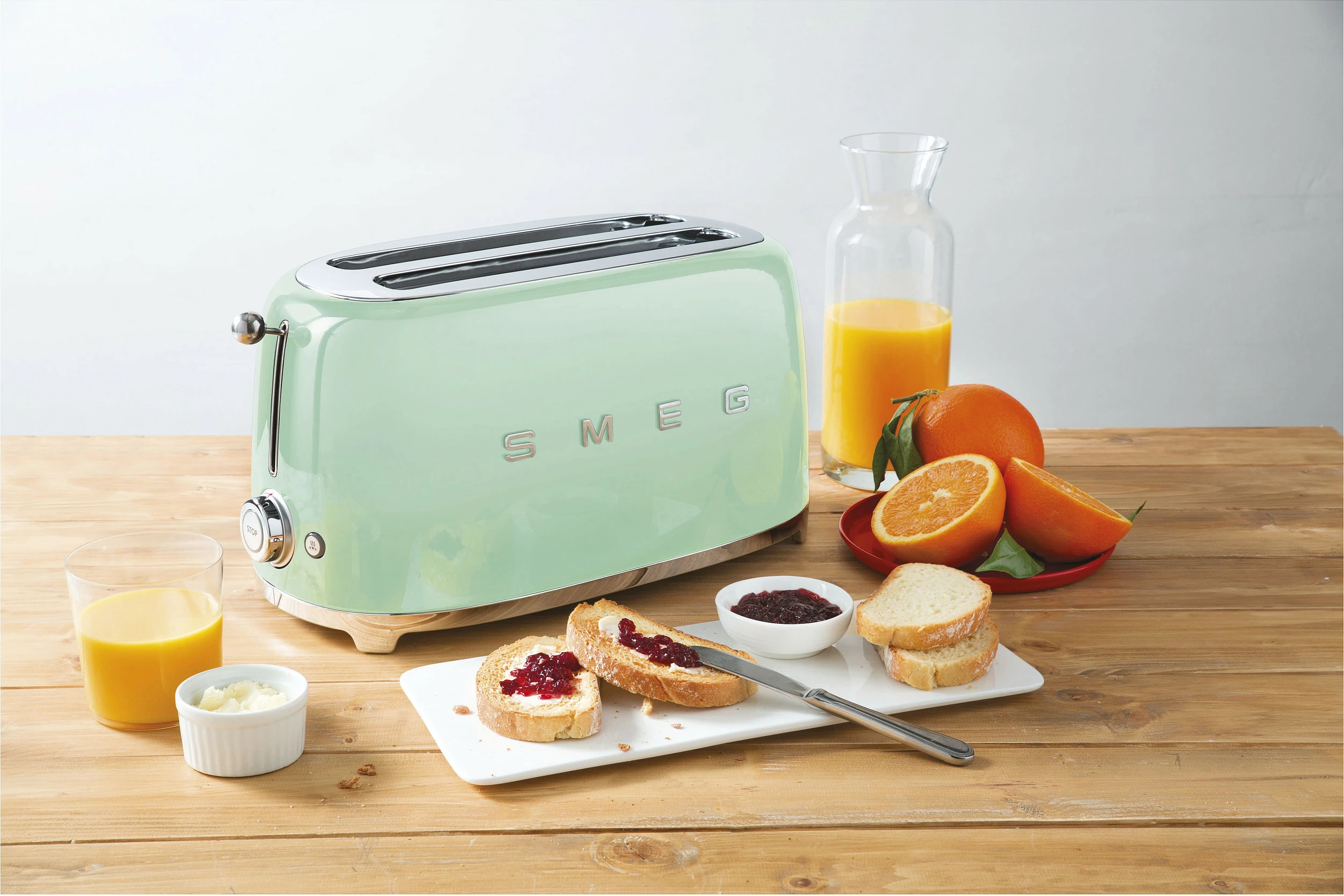 Tostier SMEG TSF02PGEU, 4 feta, 6 nivele thekje, 1500W, jeshil pastel