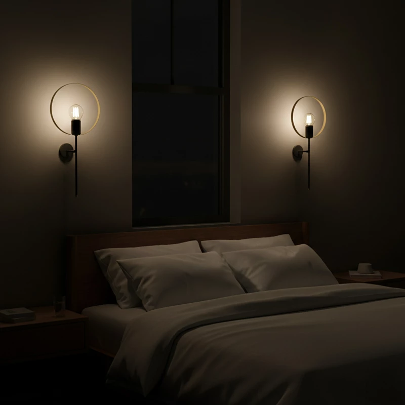 Llambë muri Bendia, metal i zi-ari, E27, 25x15x52cm