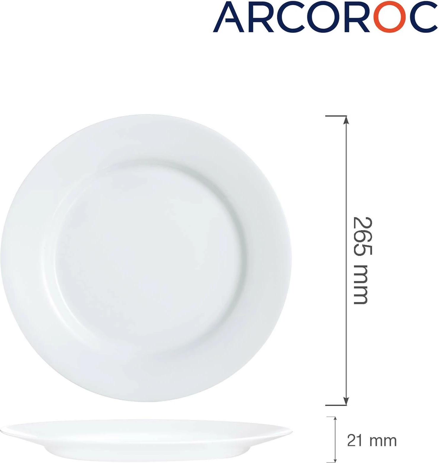 Pjatë e sheshtë Arcoroc Everyday 26.5 cm Opal, e bardhë, set 6 copë