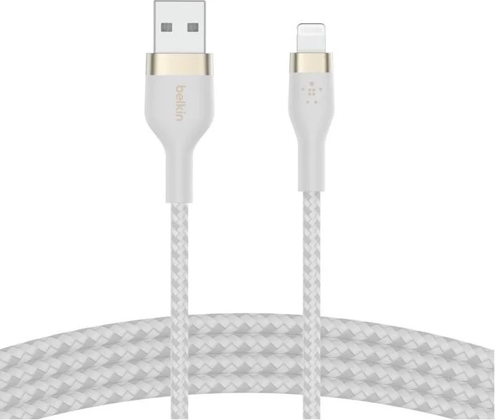 Kabllo Belkin CAA010bt, USB-A do Lightning, 1m, bardhë