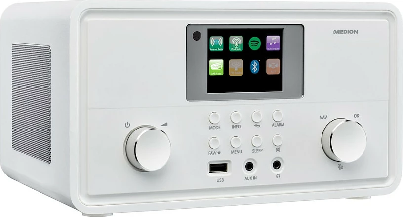 Radio interneti Medion MD 88069, DAB+/FM, Bluetooth, Wi‑Fi, 20W, e bardhë