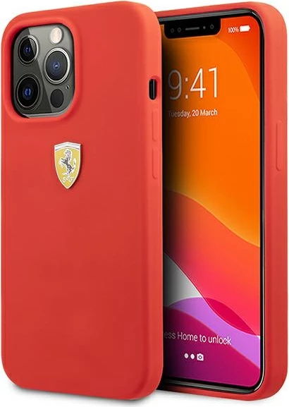 Mbështjellës Ferrari FESSIHCP13XRE për iPhone 13 Pro Max 6.7", silikon, kuq