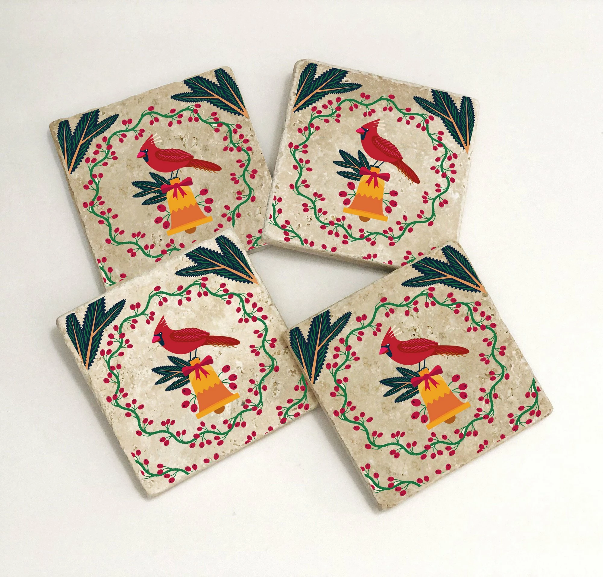Set 4 copë nënfilxhanë prej guri natyral, shumëngjyrësh, Hermia, TBA387304