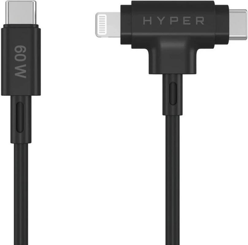 Kabllo Targus HyperJuice USB-C në USB-C/Lightning, 1.5m, 60W, e zezë