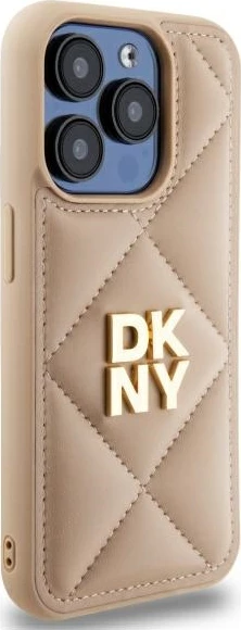 Mbështjellës DKNY Quilted Stack Logo për iPhone 15 Pro Max, Bezhe